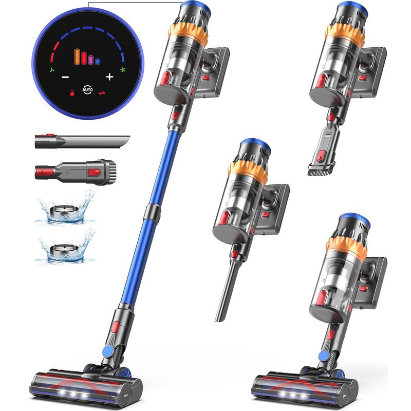 💥winter Specials Aspirapolvere Senza Fili, [60Mins/45Kpa/550W] Scopa Elettrica Senza Fili con Touchscreen Intelligente e Anti-Avvolgimento, Aspirapolvere Potente per Pavimenti/Tappeti/Peli Animali