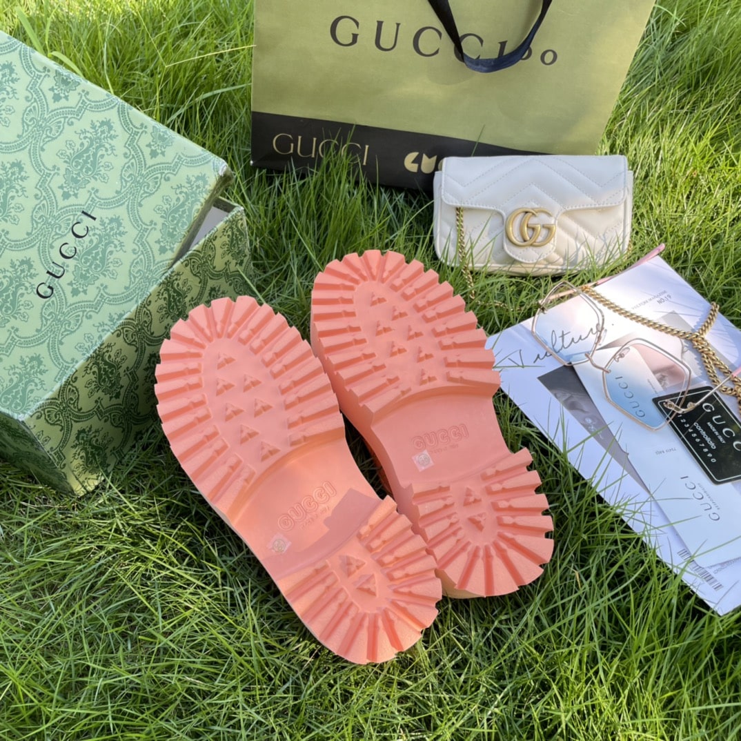 Gucci Men’S Slip On Sandal Pink Gg Rubber