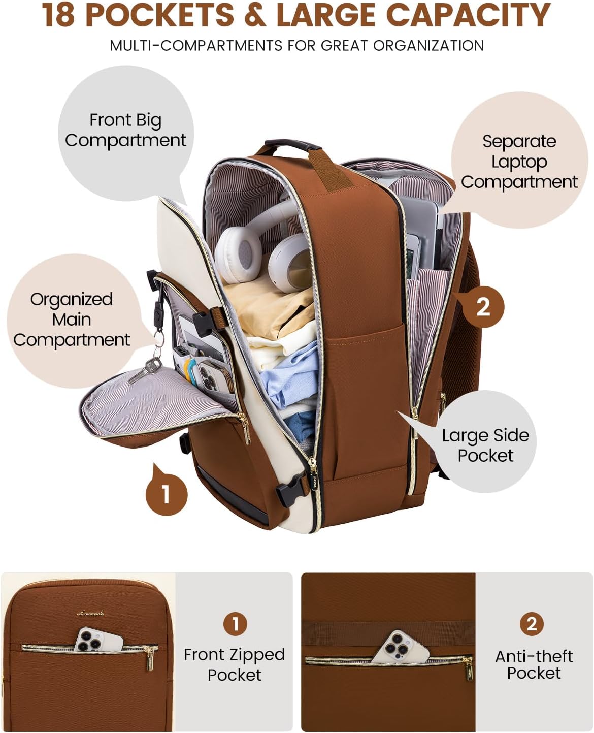 40L Travel Backpack for Women & Men