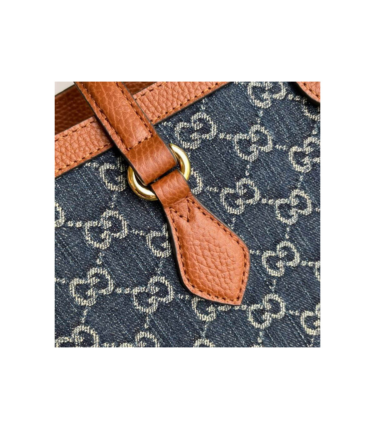 Gucci Indigo & Brown Ophidia Denim Tote 38cm