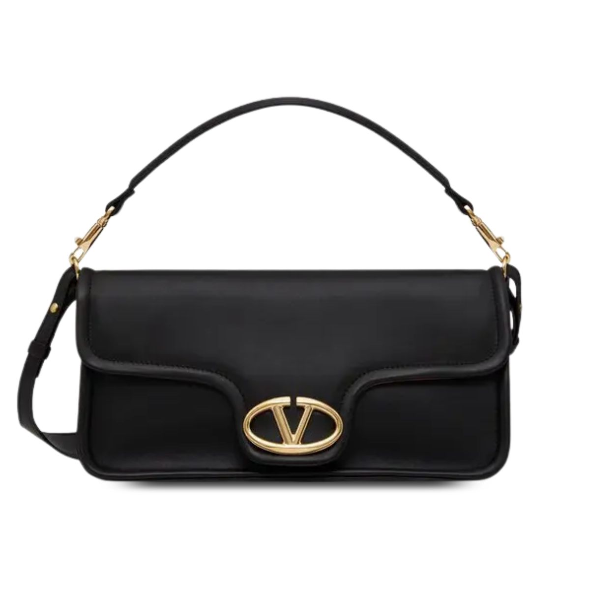 Valentino Garavani VLogo 1960 Nappa Leather Shoulder Bag Black 28Cm