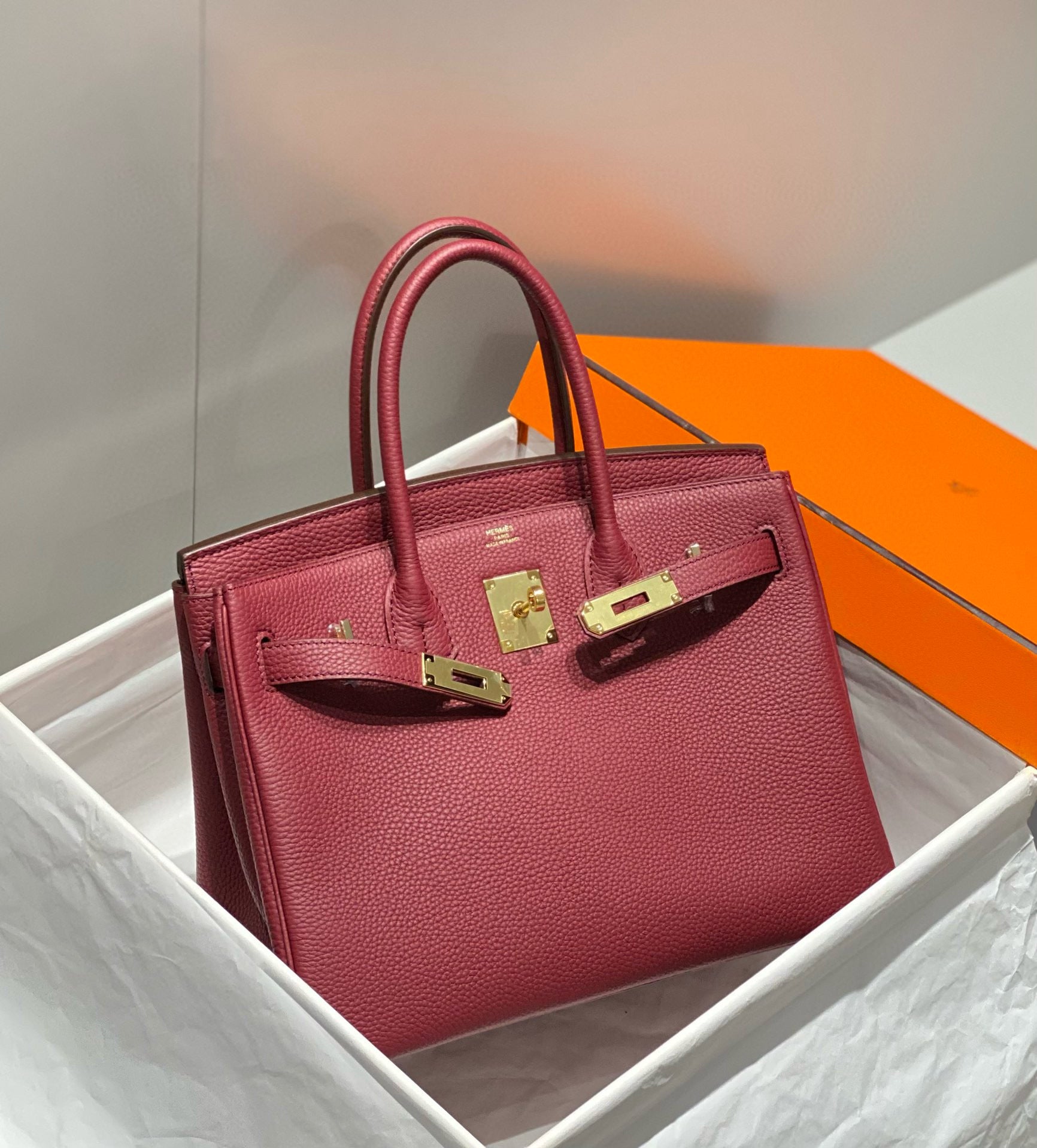 Hermes Birkin 25Cm Rouge H Togo Leather Gold Hardware