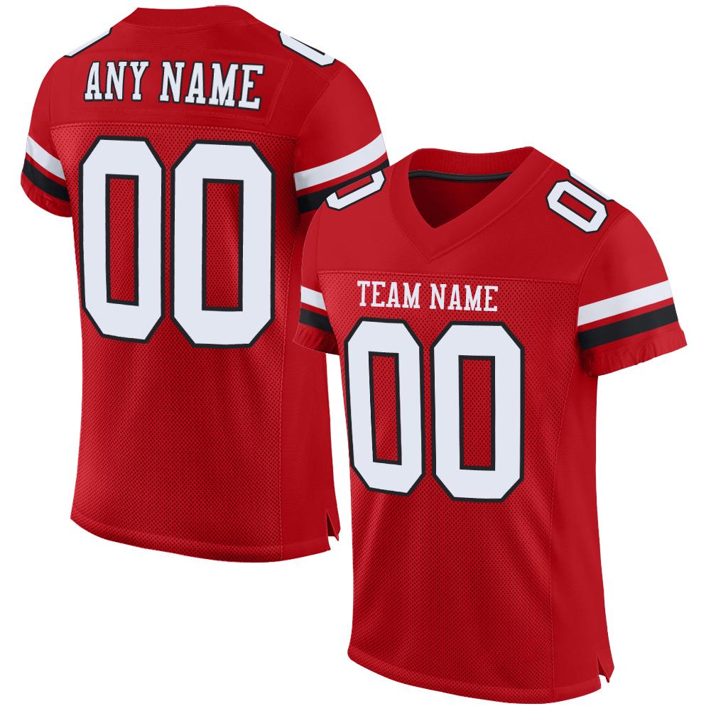 Custom Red White-Black Mesh  Football Jersey