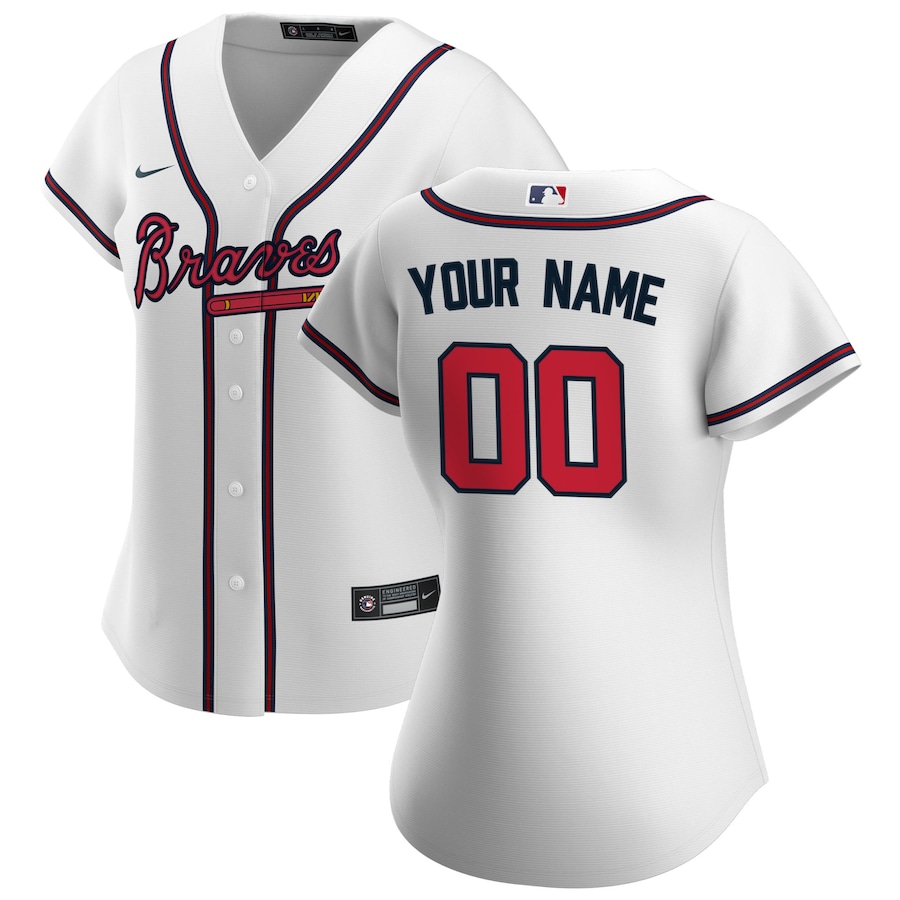 Atlanta Braves Women's Home Custom Jersey White