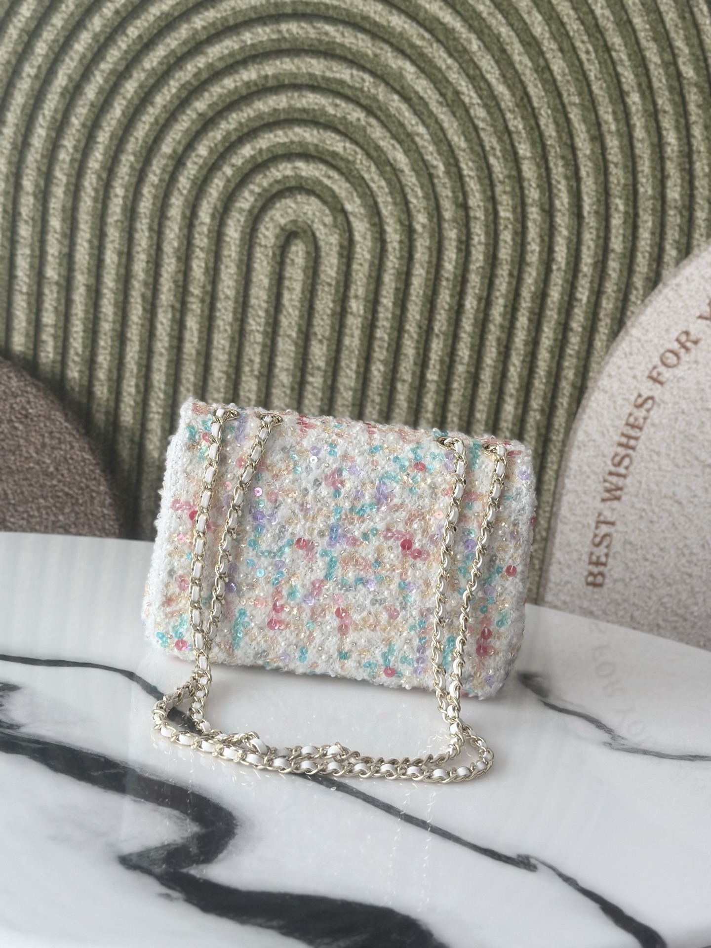 26C Classic Flap Mini Bag in Multicolor Sequin Tweed (Gold Hardware)