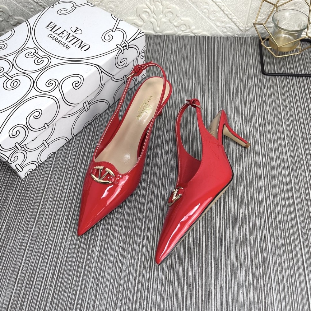 Valentino VLogo The Bold Edition Patent Leather Slingback Pumps, 60mm – Rouge Pur