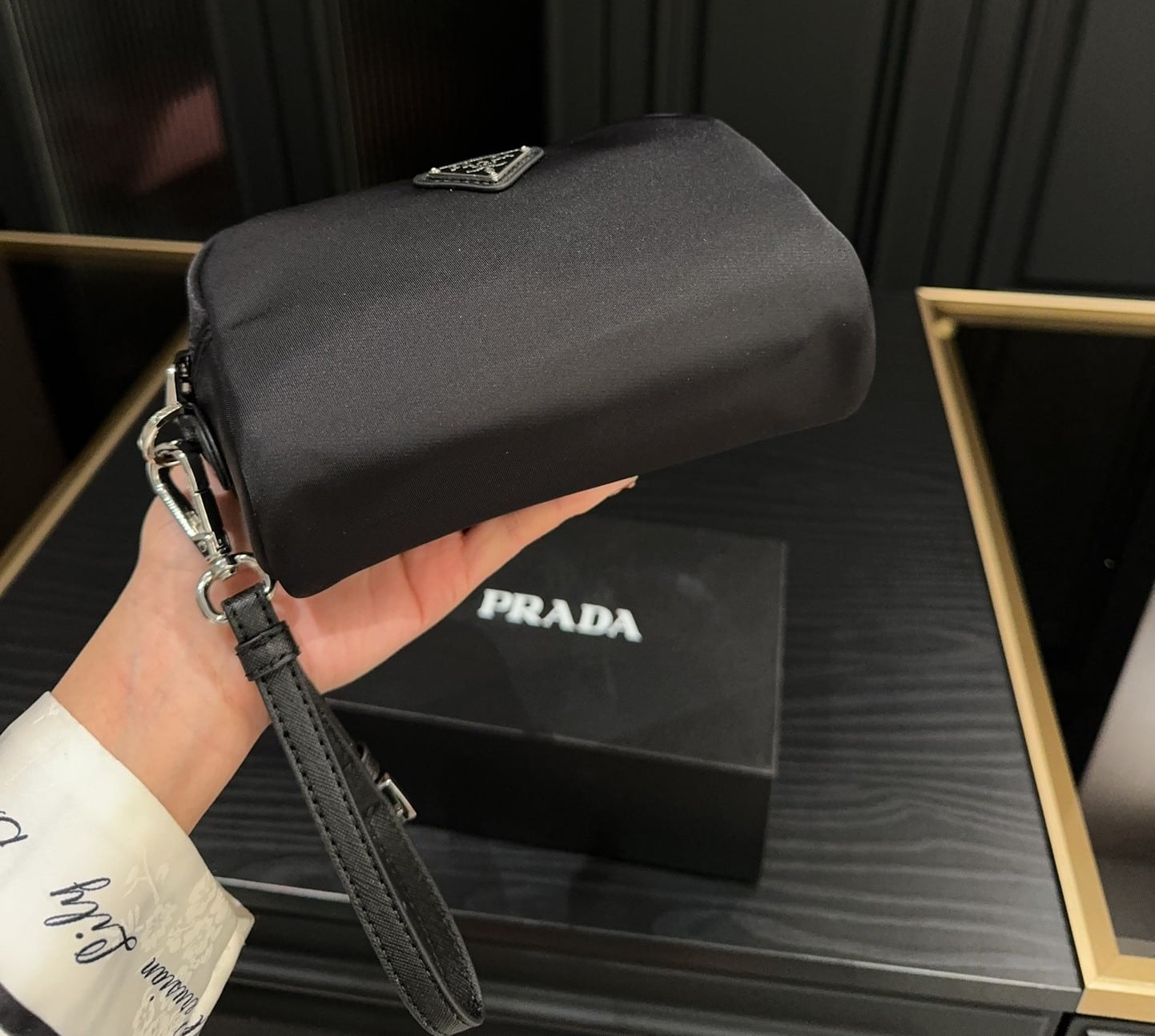 Prada Re Nylon Toiletry Bag Black 16Cm