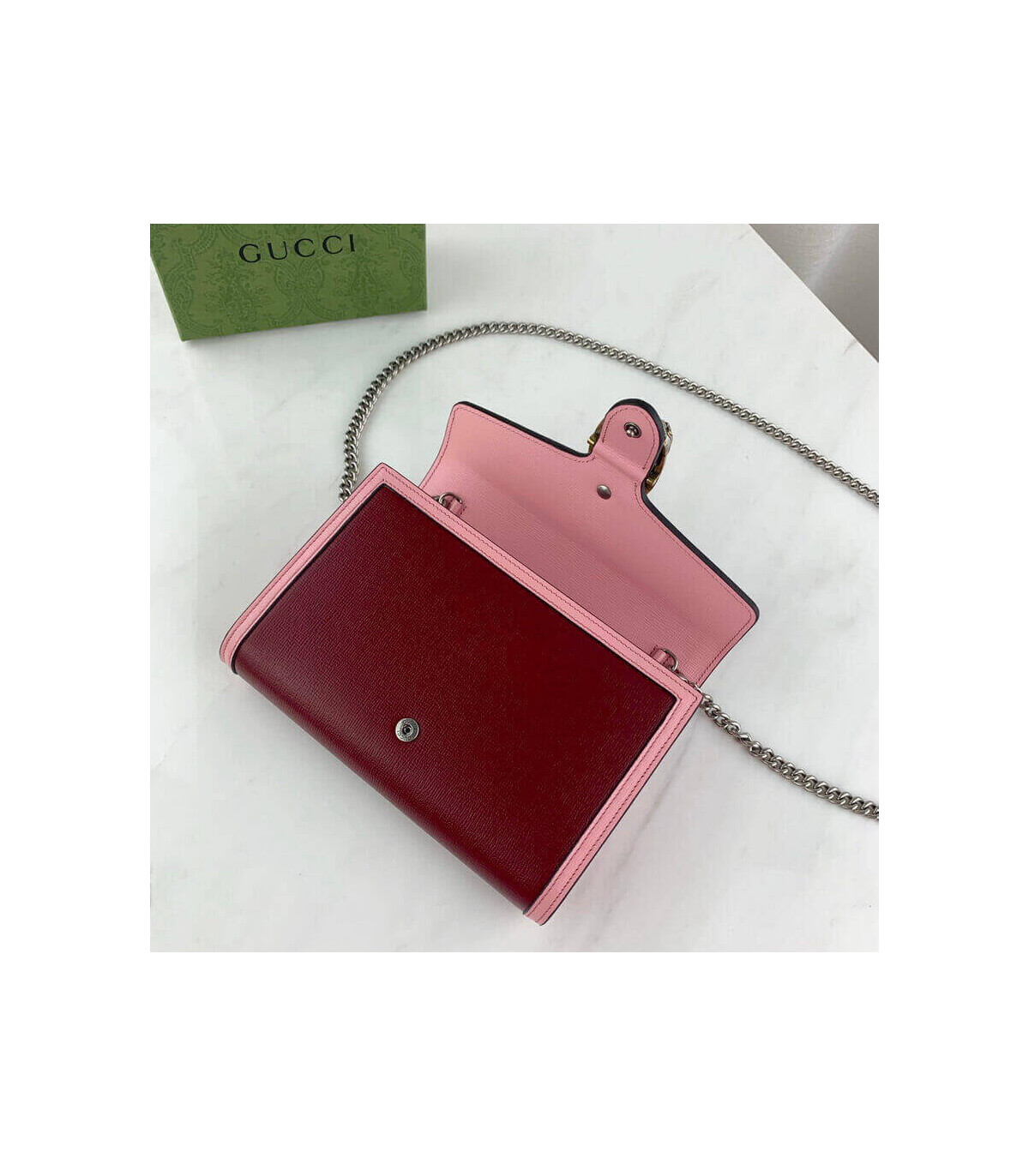 Gucci Dionysus Mini Chain Bag in Red and Pink Leather 20cm