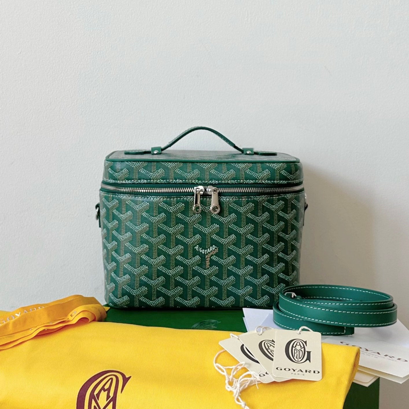 Goyard Goya Makeup Box Bag 20Cm Green Canvas