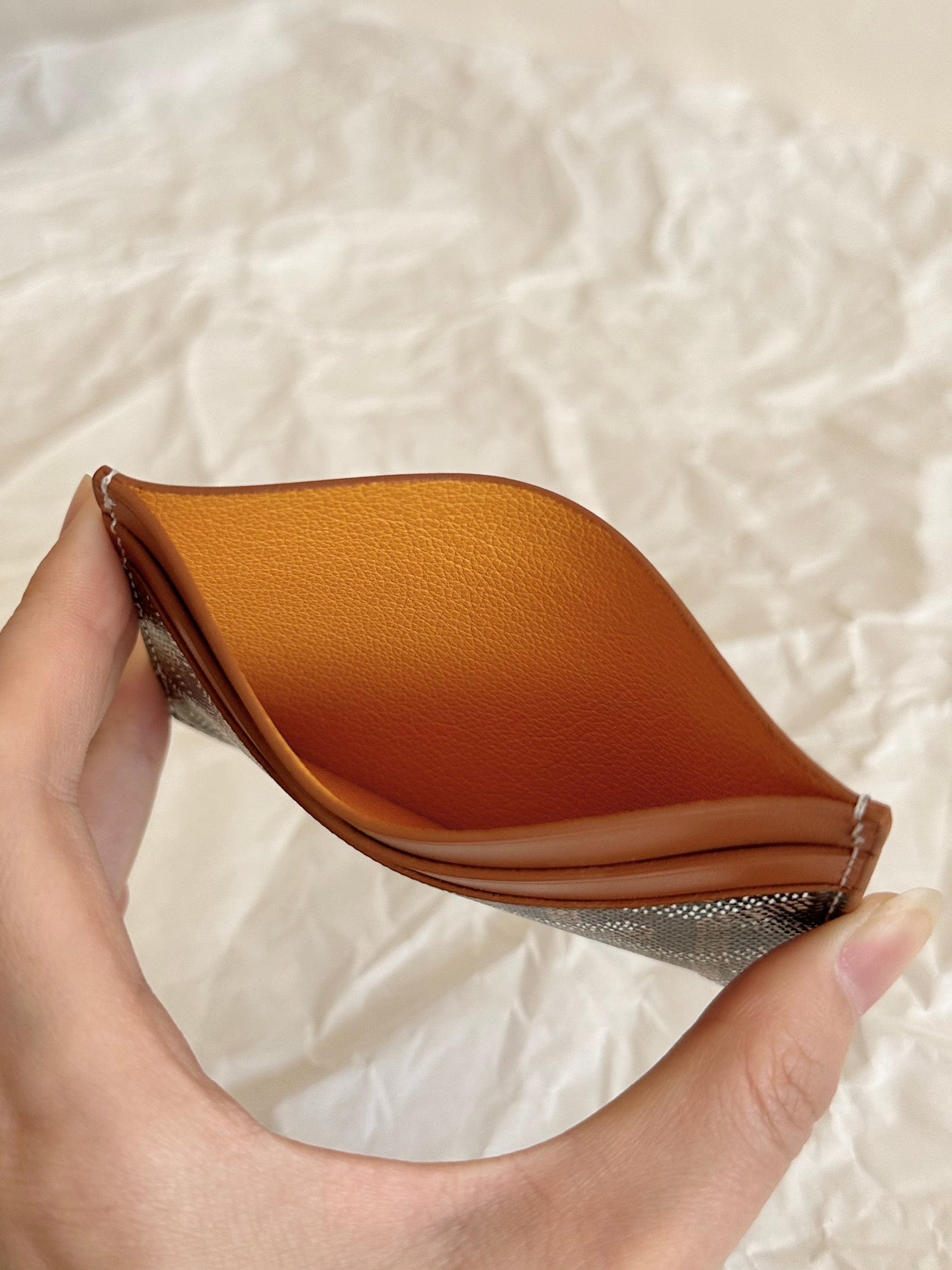 Goyard Saint-Sulpice Card Wallet 10 Cm Black Goyardine Canvas And Tan Calfskin