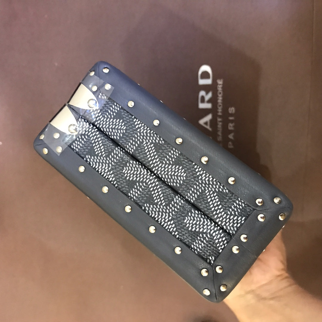 Goyard Minaudiere Trunk Bag 17Cm Grey Canvas