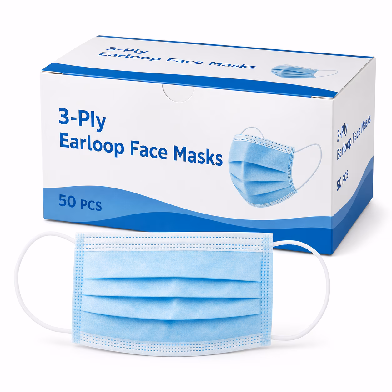 3 Layer Face Covering Mask with Ear Loops - 2000 Pack