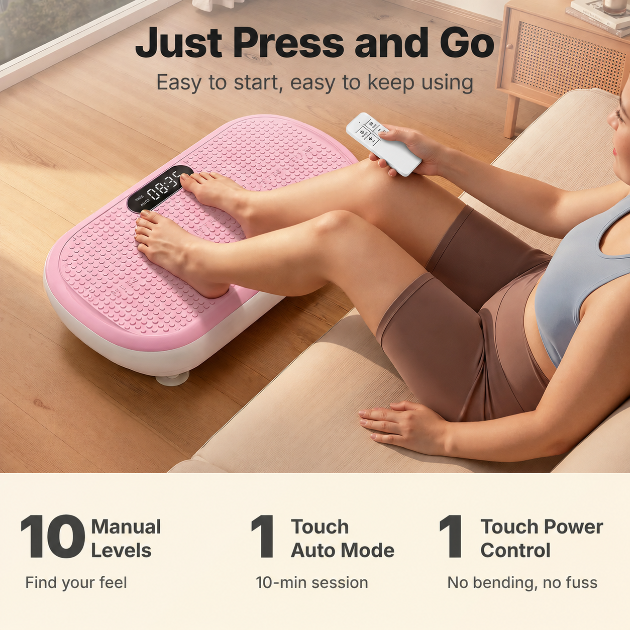 🔥Summer Sale🔥High-Power Vibration Plate Exercise Machine – 440lb Capacity, Remote Control & 4 Workout Modes