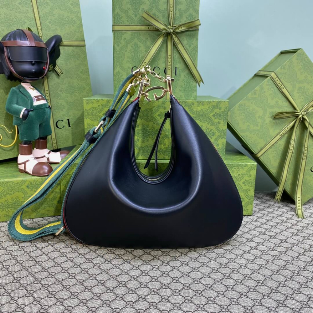 Gucci Black Leather Attache Medium Shoulder Bag