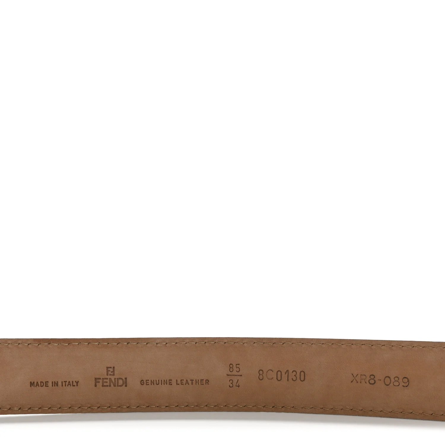 Calfskin Enamel  FF Belt 85 34  White