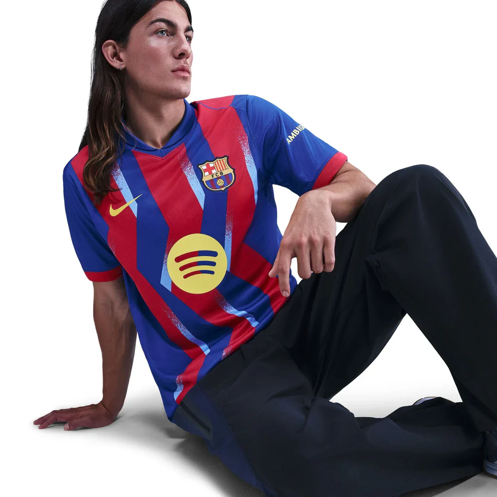 Nike Men's FC Barcelona Pedri 4th Jersey 25/26 w/ La Liga Patches (Blue/Red/Yellow)