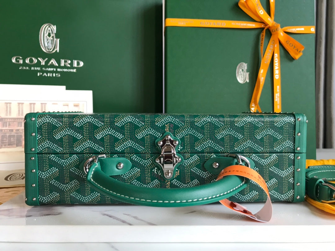 Goyard Grand Hôtel Trunk Bag 24.5cm Green Goyardine Canvas And Calfskin