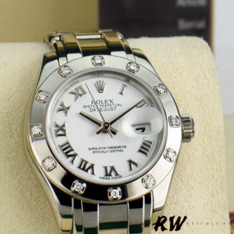【Super Clone】Rolex Pearlmaster 80319 White Roman Dial 29MM Lady Replica Watch