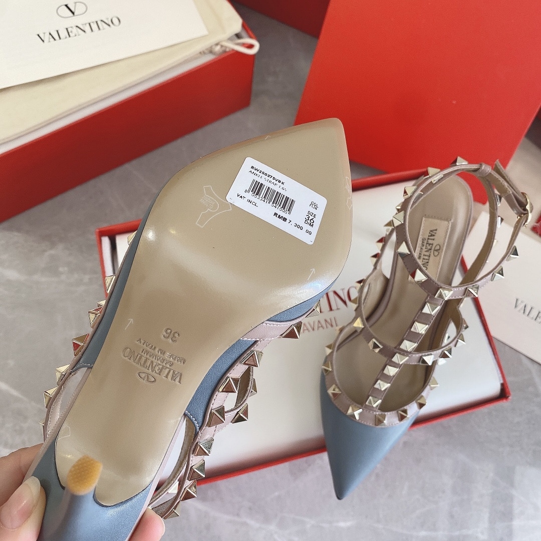 Valentino Patent Rockstud Caged Pump 100Mm Blue