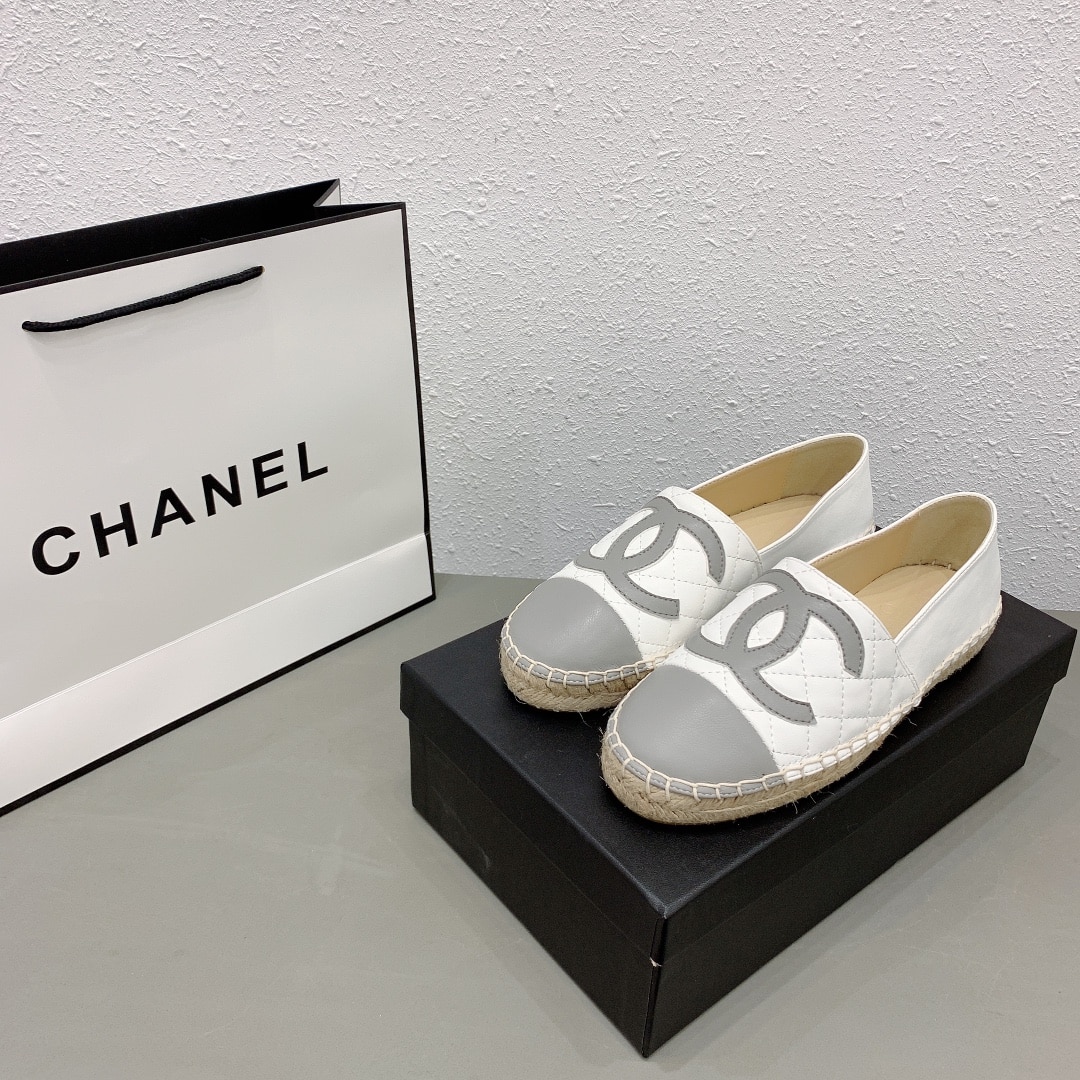 Chanel Cc Espadrilles White Gray