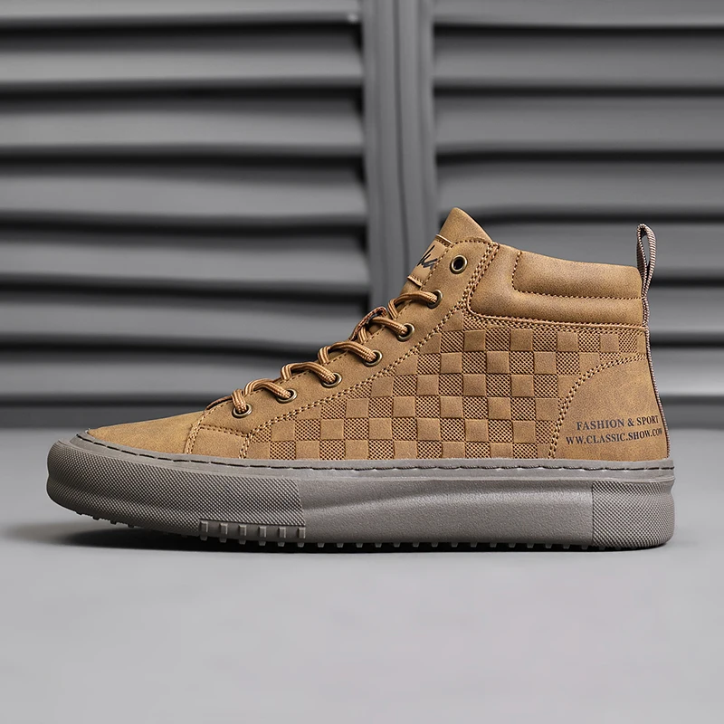 New Fashionable and Versatile Men’s Shoes Casual Sports Soft Sole Soft Surface Mid-Top Retro Work Shoes