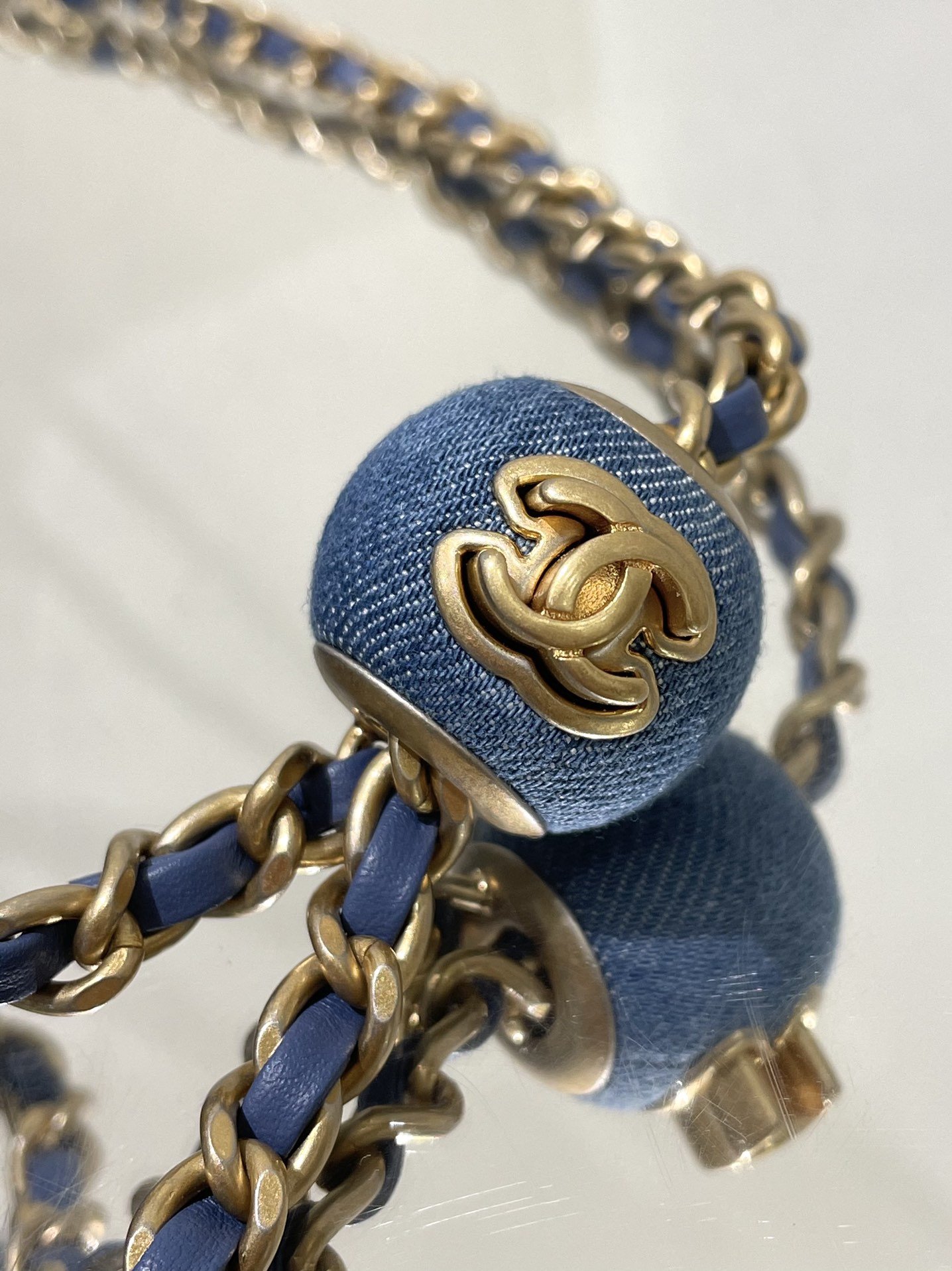 Chanel Denim Rectangular Crush Ghw 20Cm/7.9in
