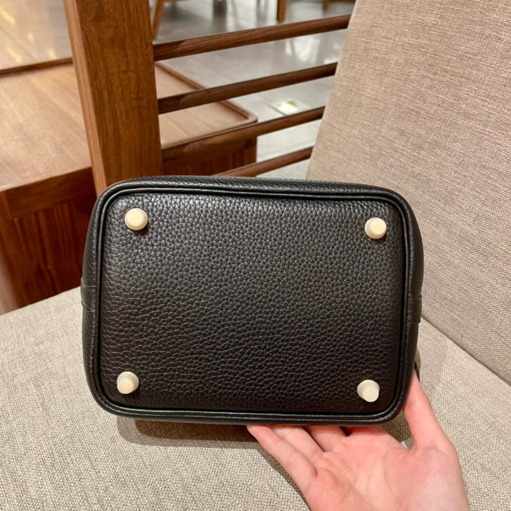 Hermes Picotin Lock Bag In Taurillon Clemence Noir Black 22Cm