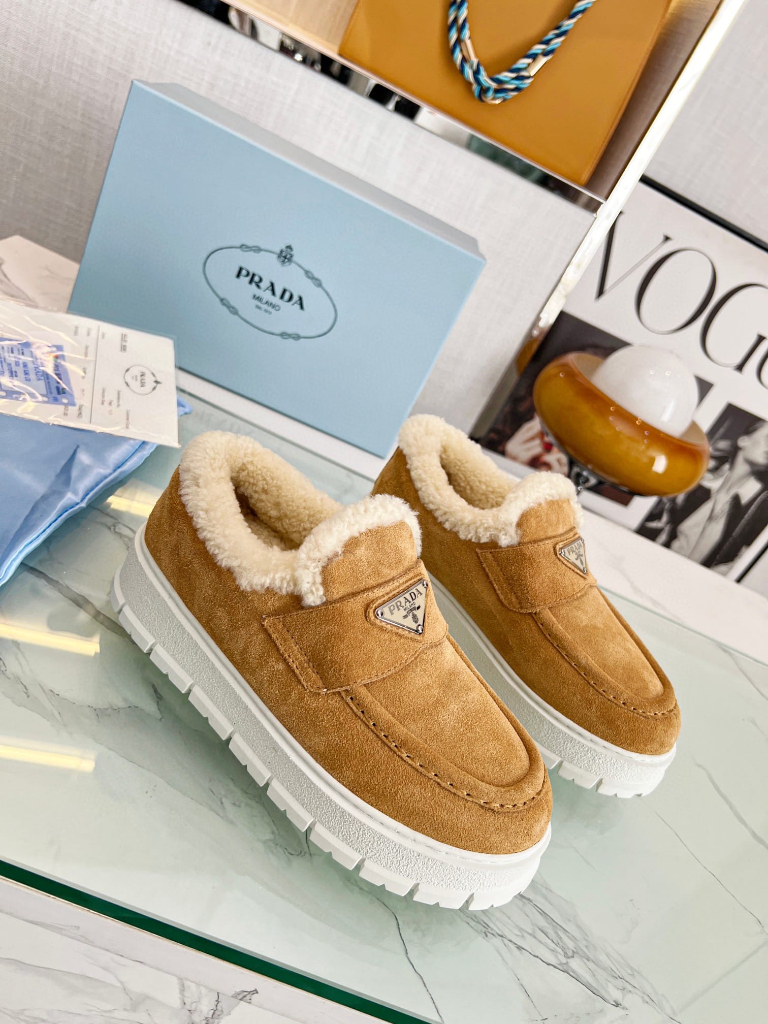 Prada Suede Loafer Booties Ecru 1D245N 3I2M F0379 F Zb45