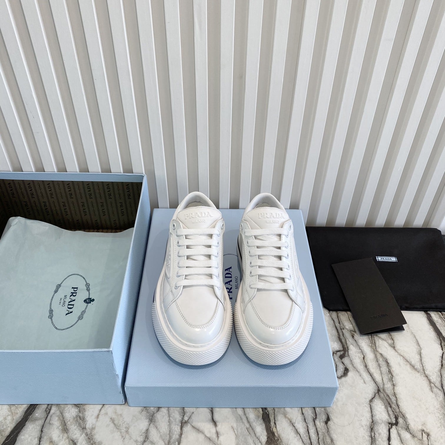 Prada Macro Re-Nylon And Brushed Leather Sneakers White 2Eg3763Lf5F0009