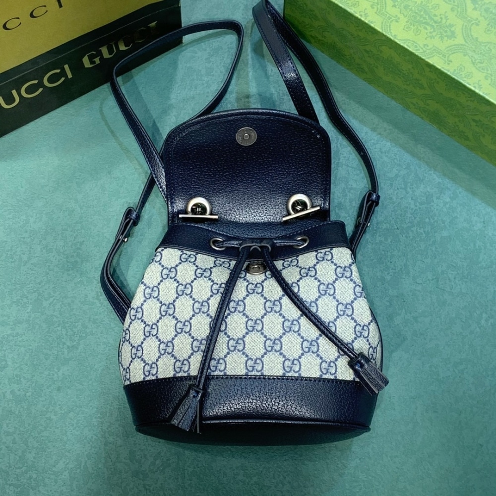 Gucci Ophidia Gg Supreme Canvas Mini Backpack Beige Blue 20Cm 795221 96Iwn 4076