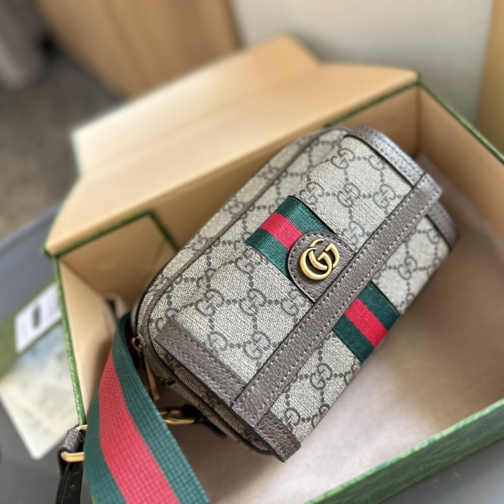 Gucci Ophidia Gg Mini Bag Beige Ebony 20Cm