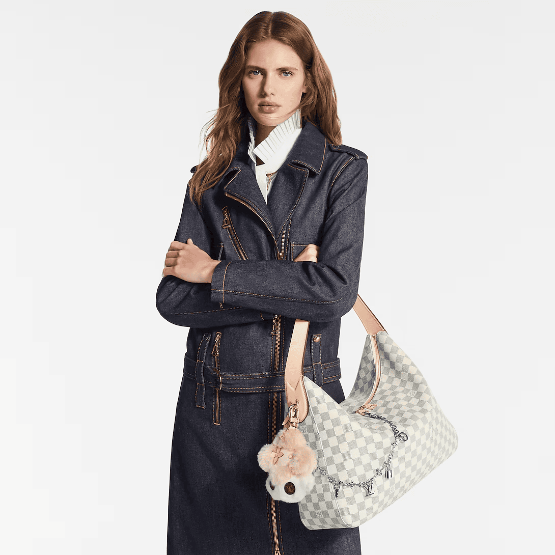 Louis Vuitton Slouchy MM Shoulder Bag Damier Azur 40cm/15.7in N00126