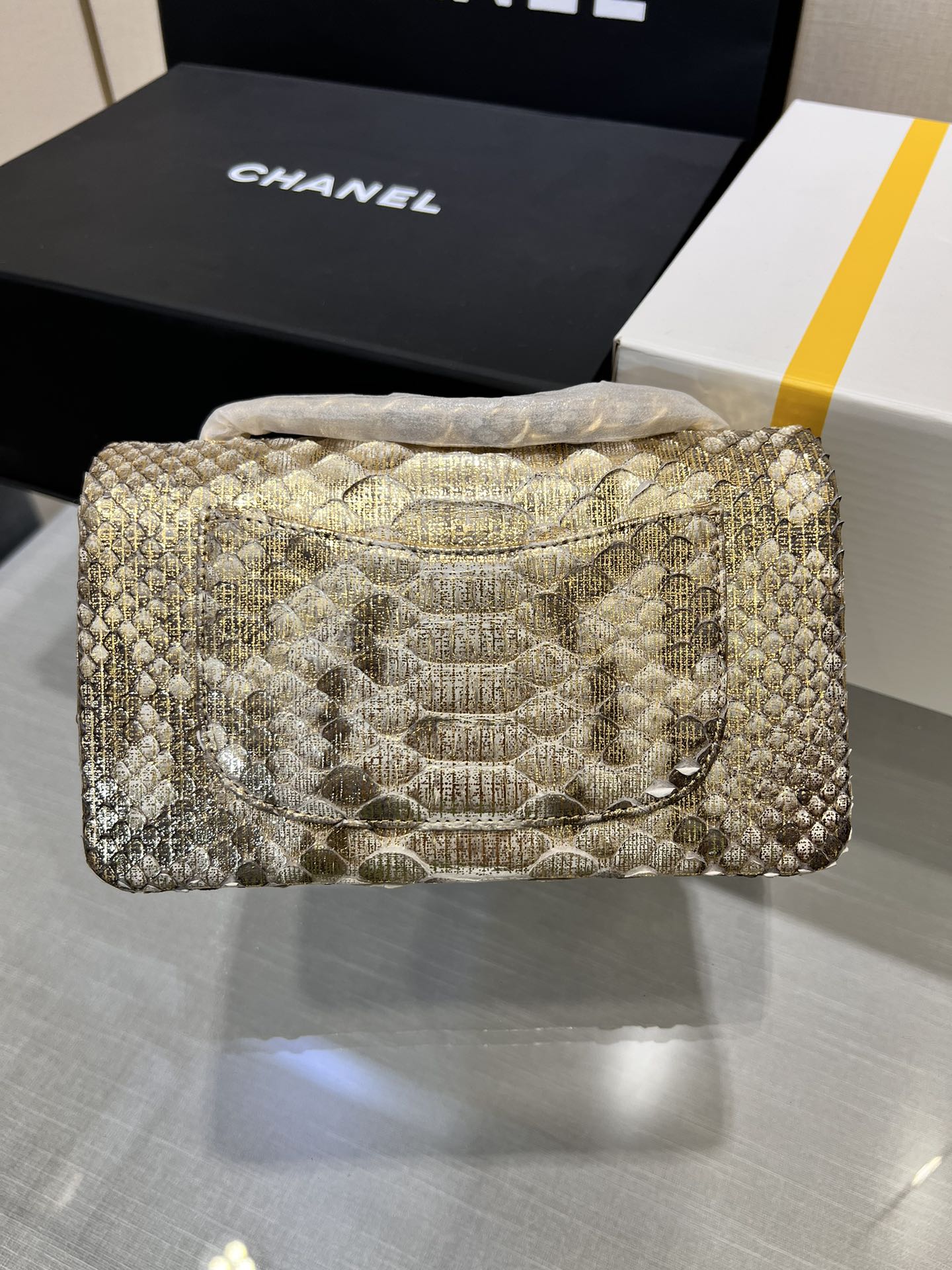 Classic Flap in Metallic Python
