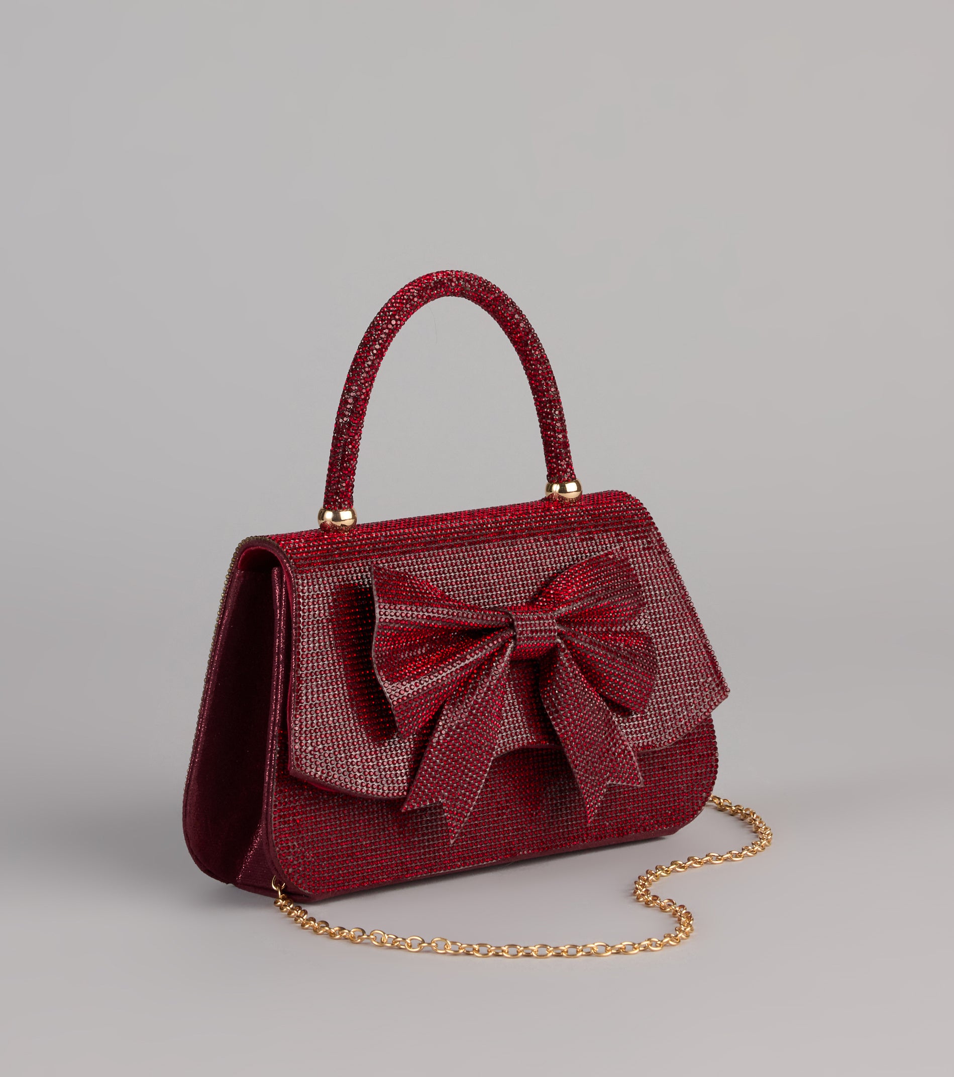 So Pristine Bow Rhinestone Purse