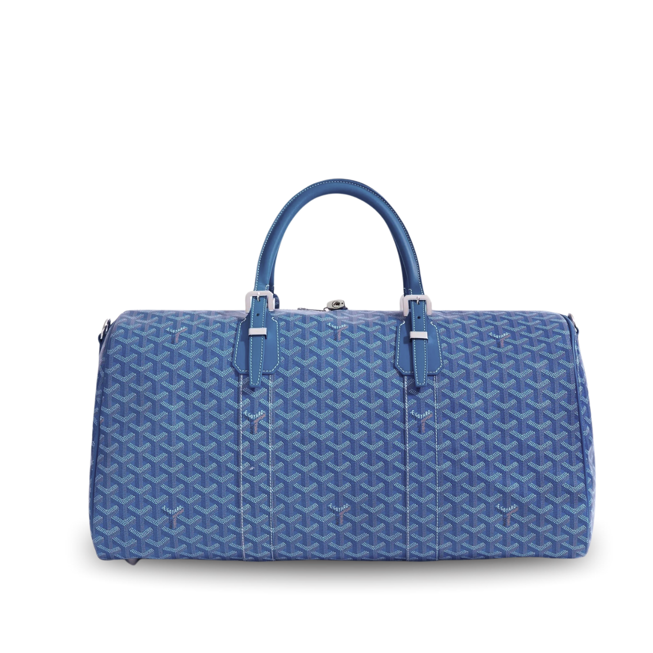 Goyard Boston 50 Bag Cm Sapphire Blue Goyardine Canvas And Calfskin Trim