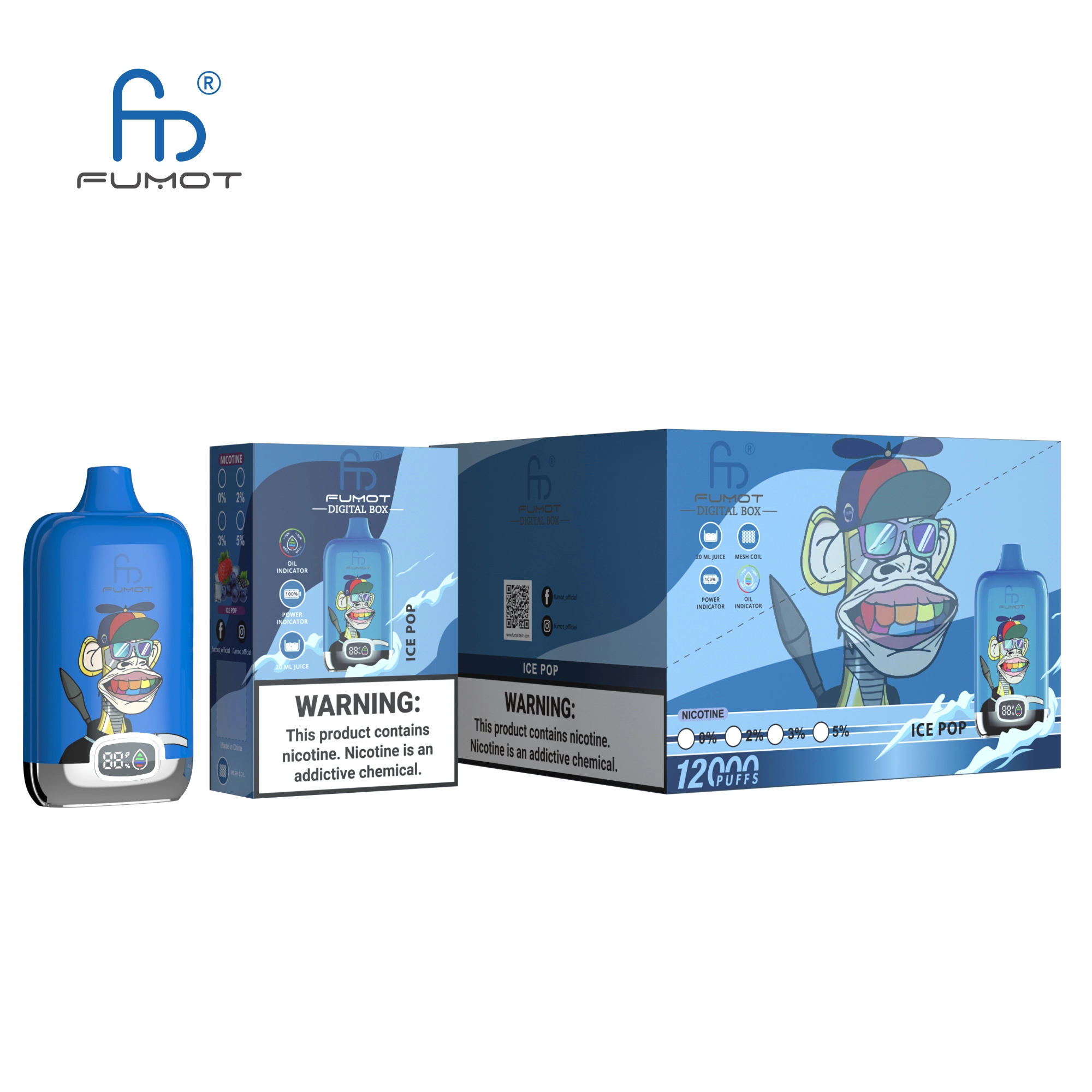 （3 pieces）RandM Digital Box 12000 Puffs Disposable Vape