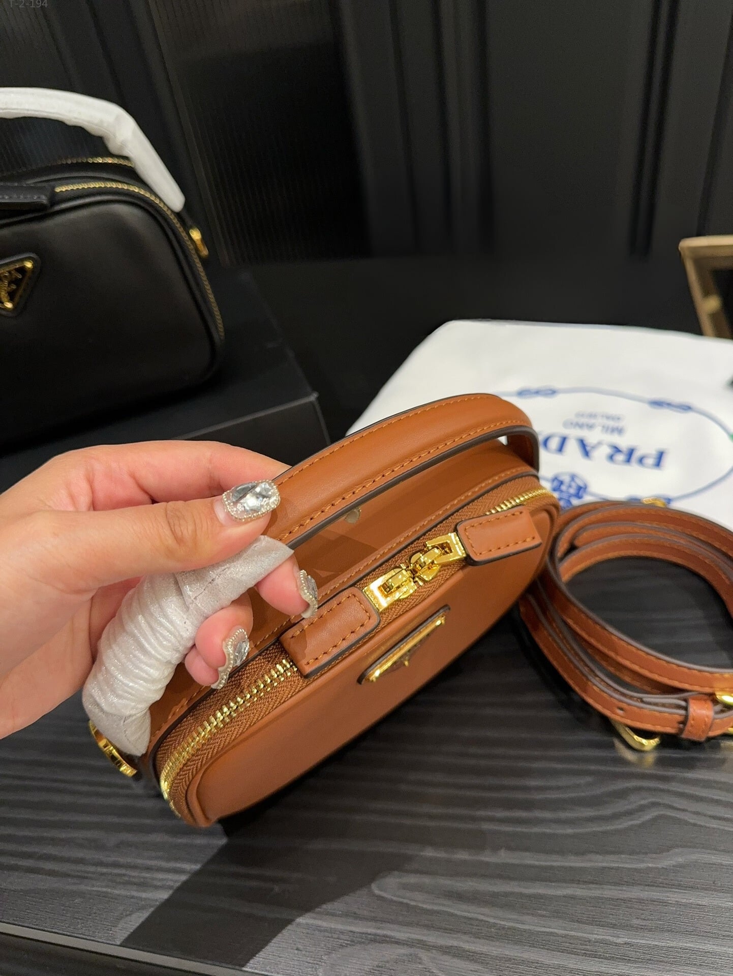 Prada Odette Leather Mini Bag Brown 18Cm