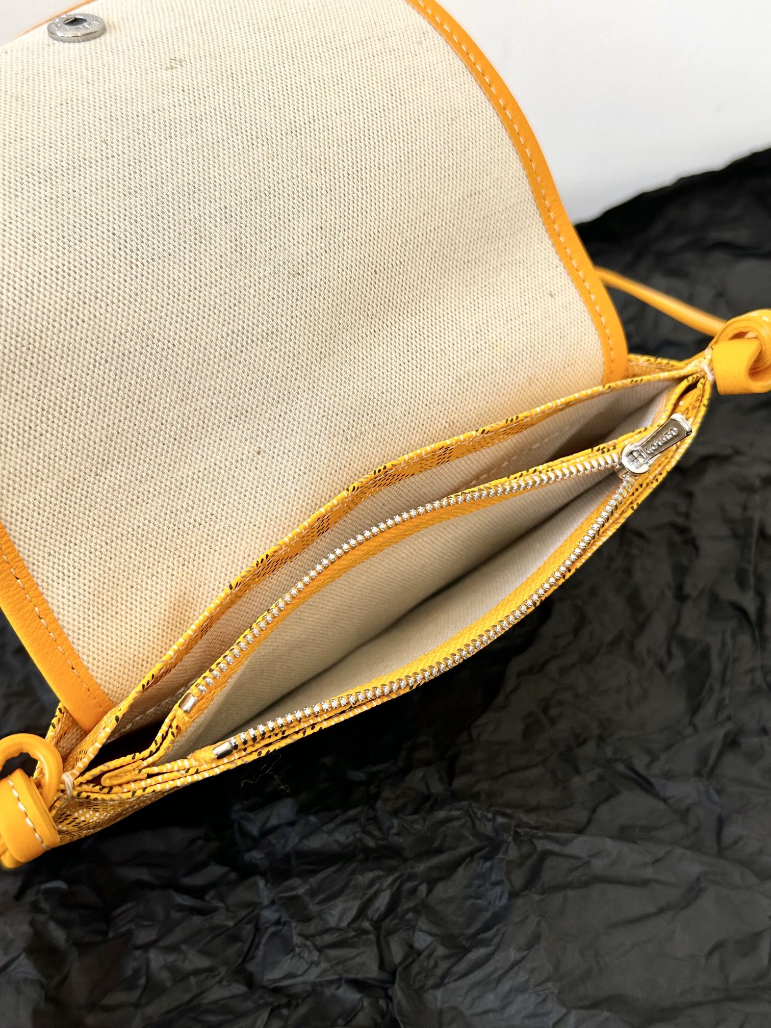 Goyard Plumet Pocket Wallet 20cm Yellow Goyardine Canvas And Lambskin Trim