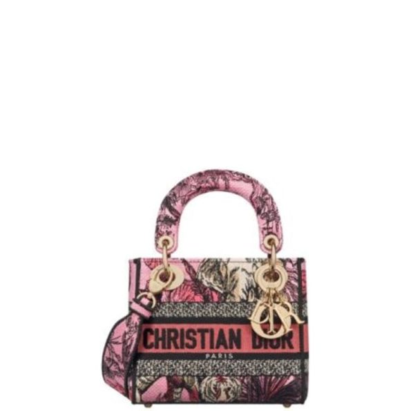 DIOR MEDIUM LADY D LITE BAG PINK MULTICOLOR TOILE DE JOUY VOYAGE EMBROIDERY 24CM M0565OEUPM45E