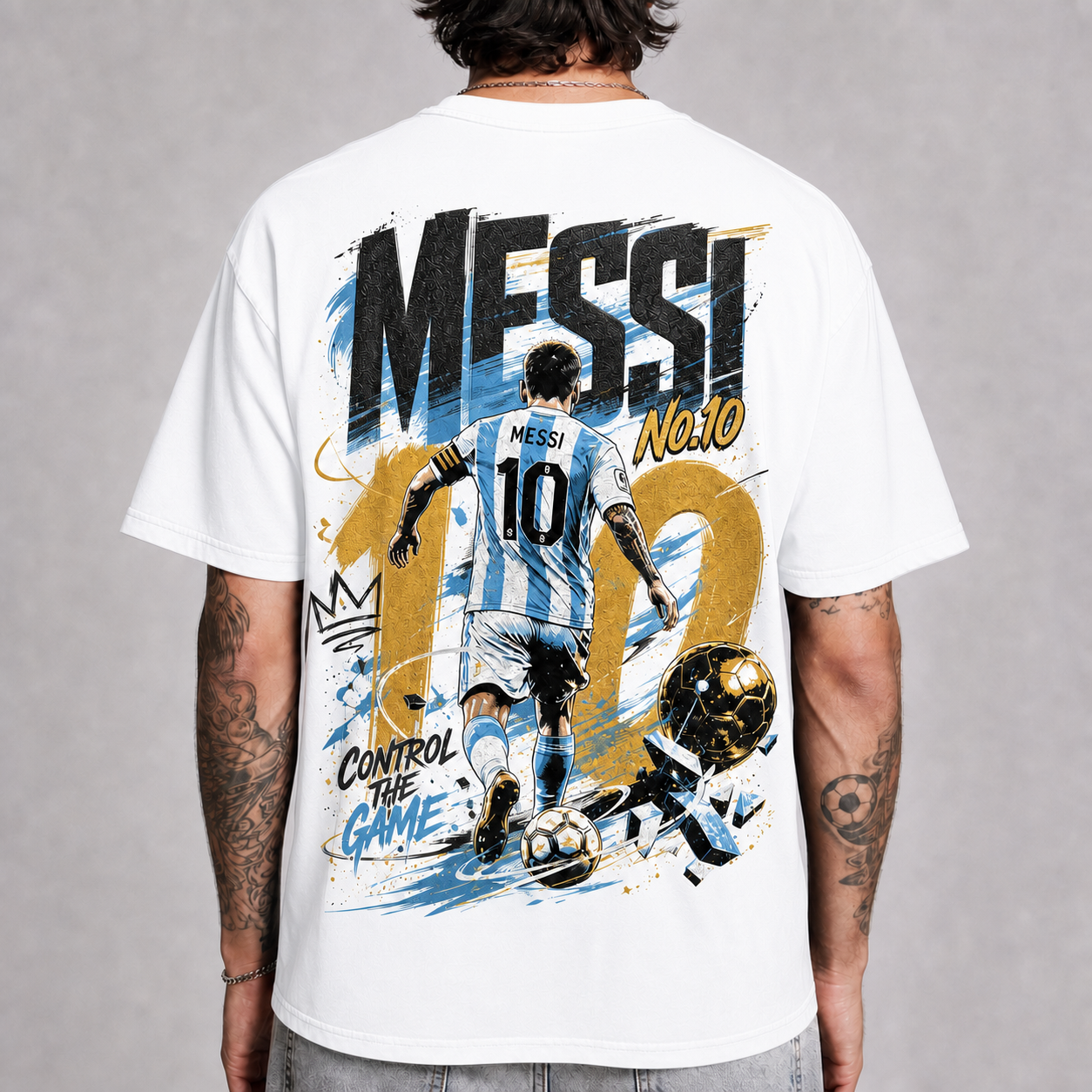 Messi World Cup Printed T-Shirt Unisex Loose Fit T-Shirt 100% Cotton Soft Comfortable Summer Casual Printed Top