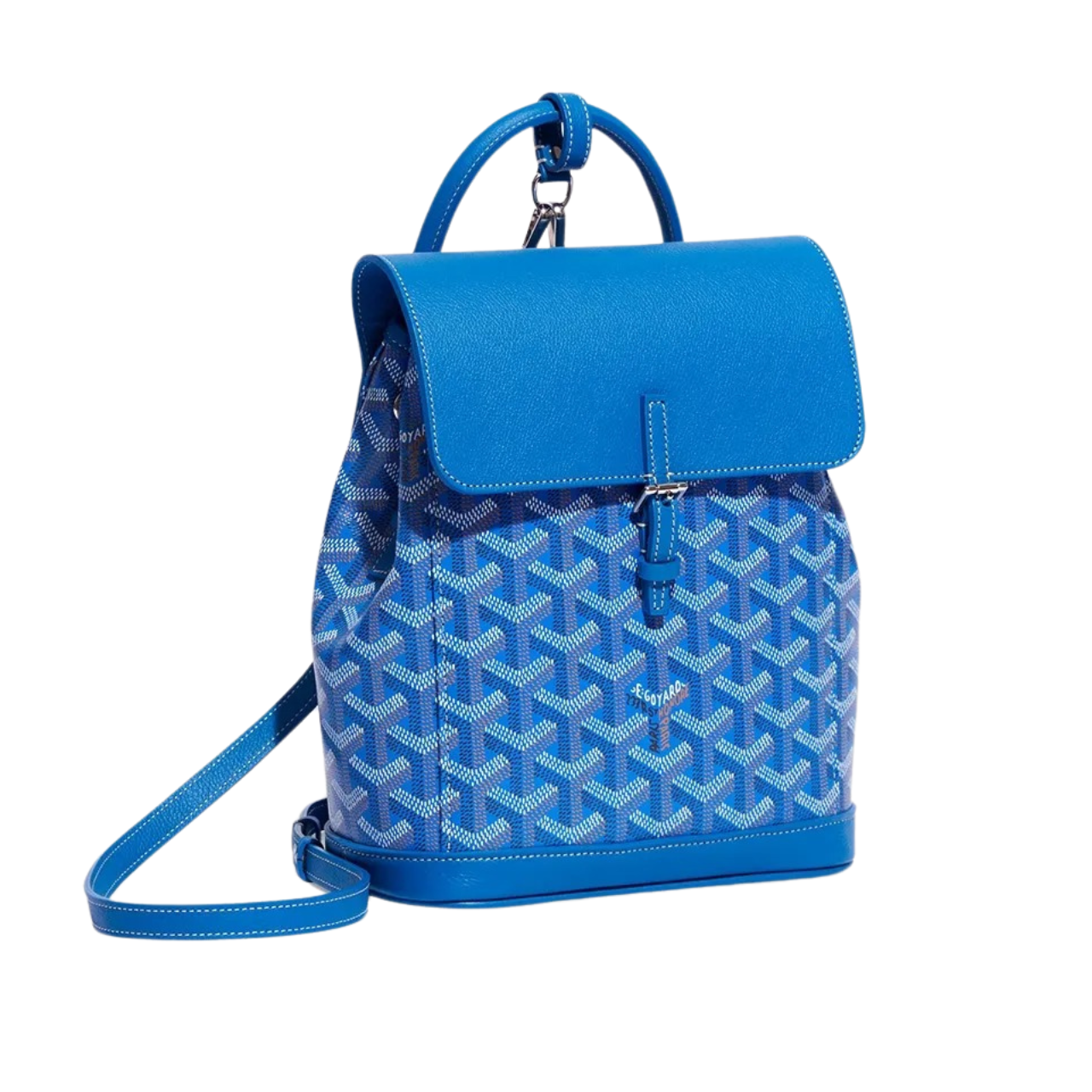 Goyard Alpin Mini Backpack 21 Cm Sapphire Blue Lambskin And Goyardine Canvas