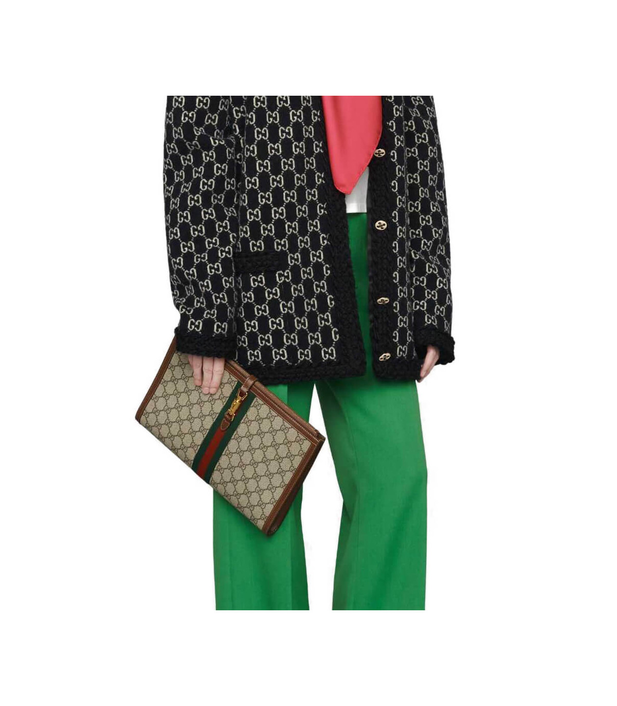 Gucci Jackie GG Coated Canvas Jackie 1961 Pouch Clutch Bag 30.5cm