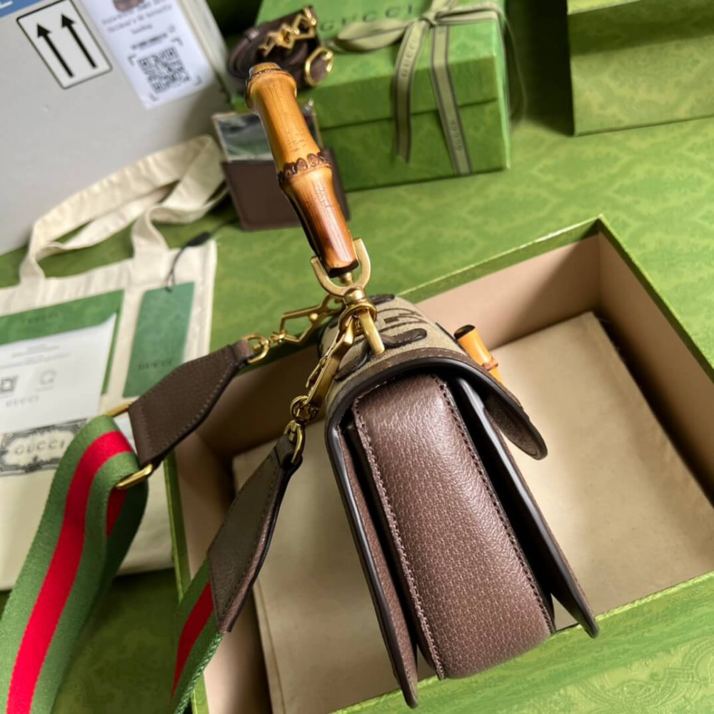 Gucci Bamboo 1947 Jumbo GG Small Top Handle Bag