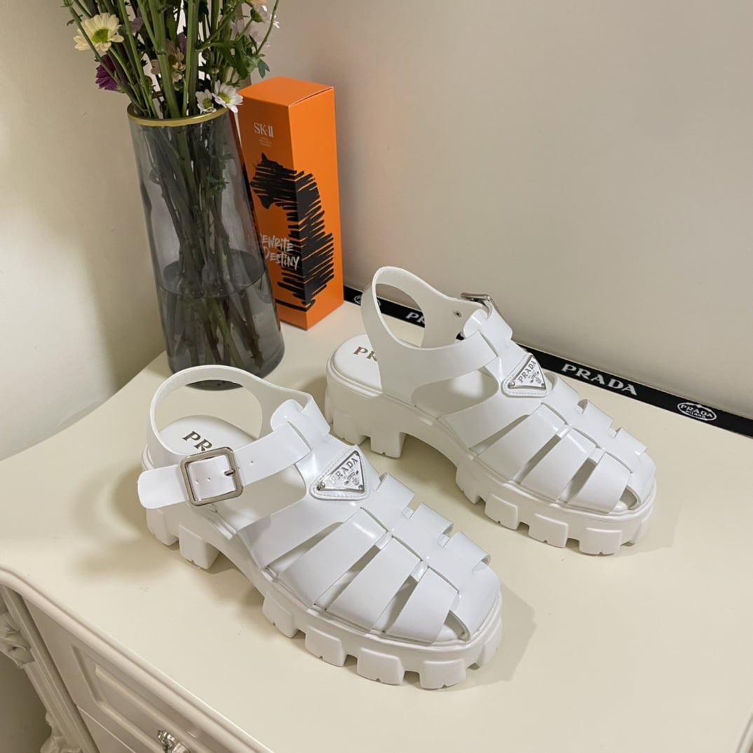 Prada Monolith Foam Rubber Sandals White 1X853M 3Lkk F0009 F 055