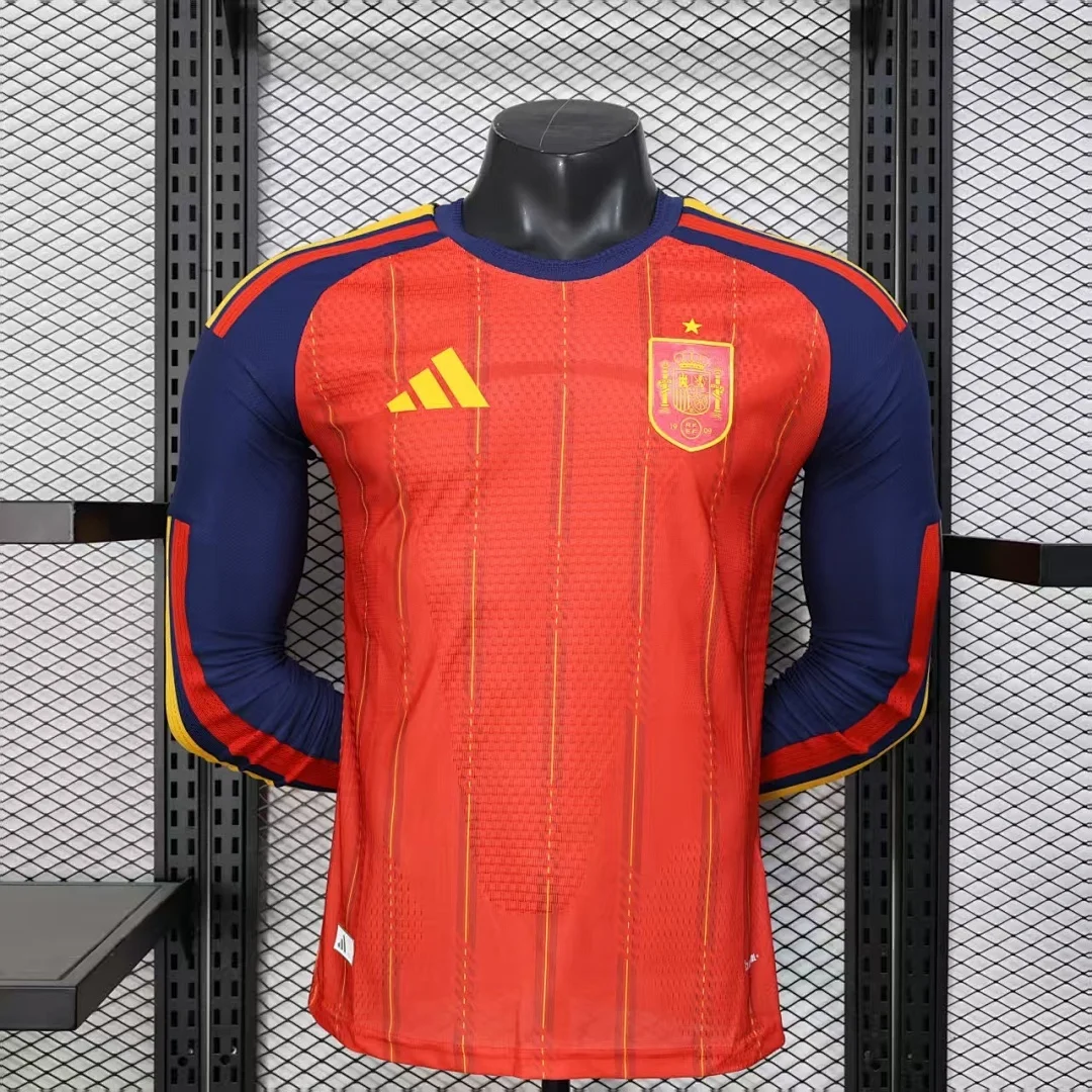 World Cup 2026 Spain Team Long Sleeves Home Football Jersey Player Version