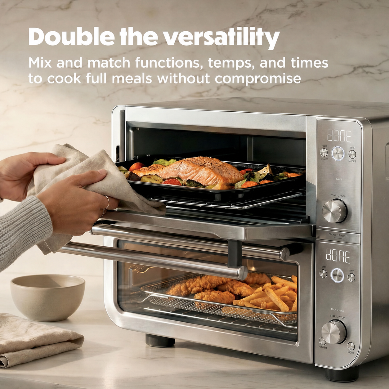 🔥Clearance Sale🔥Smart XL Double Countertop Oven & Air Fryer – Dual-Zone Cooking, 12-in-1 Functions