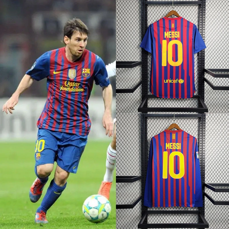 Retro 2011-12 Barcelona Home MESSI PIQUE  XAVI A.INISTA PUYOL Football jersey retro DAVID VILLA