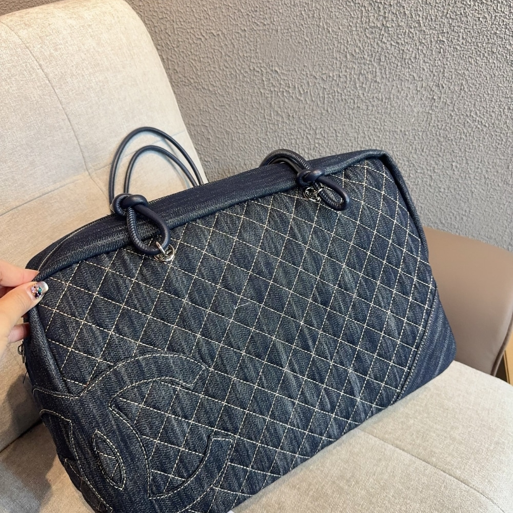 Chanel Denim Duffle Bag Blue Denim 40Cm