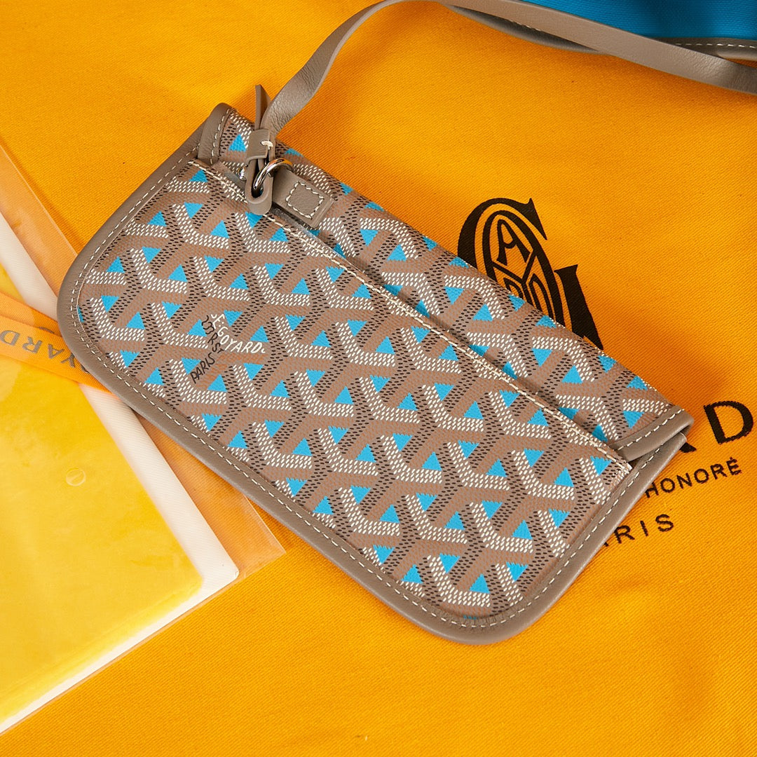 Goyard Saint Louis Pm 34Cm Brown Sky Blue Canvas Chevroches Calfskin