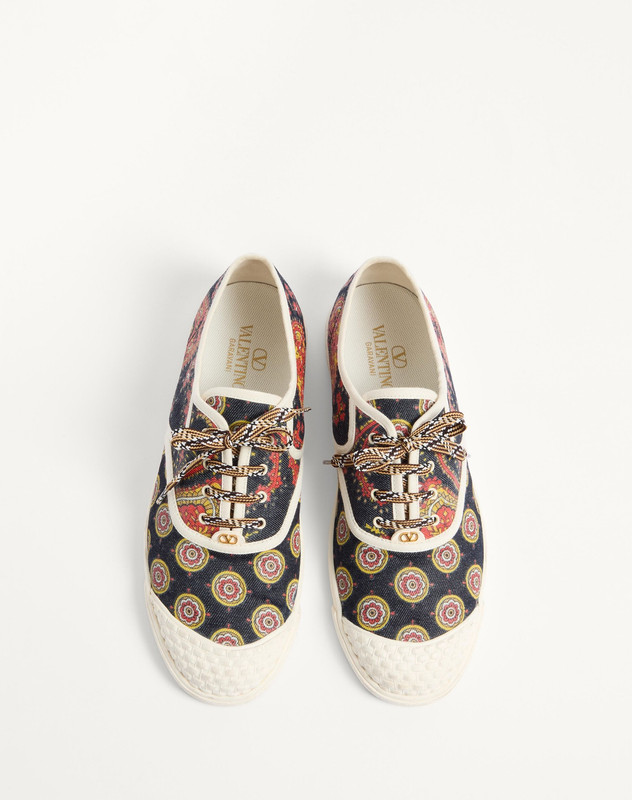 VALENTINO BAY BY BAY SNEAKERS IN VOYAGE IMAGINAIRE DENIM FABRIC
